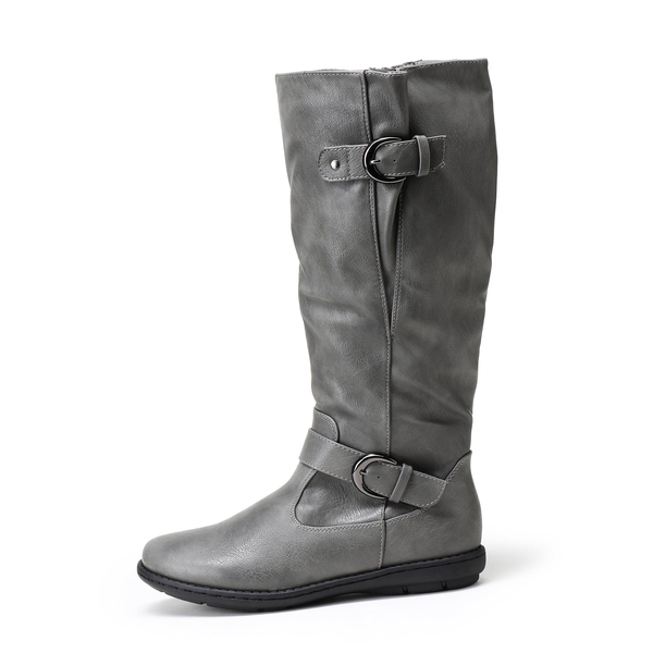 Wide Calf  Knee High Faux Fur Boots - WIDE CALF GREY - 2